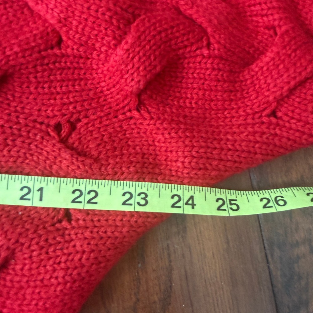 Jodifl Sweater S Red Chunky Cable Knit Boat Neck Dolman Sleeve Boho Slouchy - Picture 5 of 9